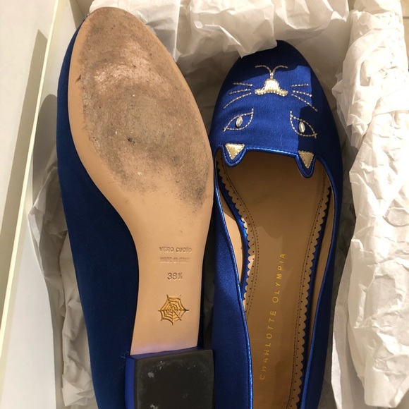 Charlotte Olympia kitty flats satin blue 38 1/2 - Picture 4 of 4